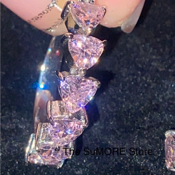 Gorgeous Simulated Pink Heart Earrings - Picture 3 of 5